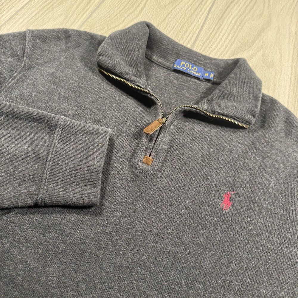 Polo Ralph Lauren 1/4 Zip Pullover Sweater Men’s M Charcoal Gray Pony Preppy